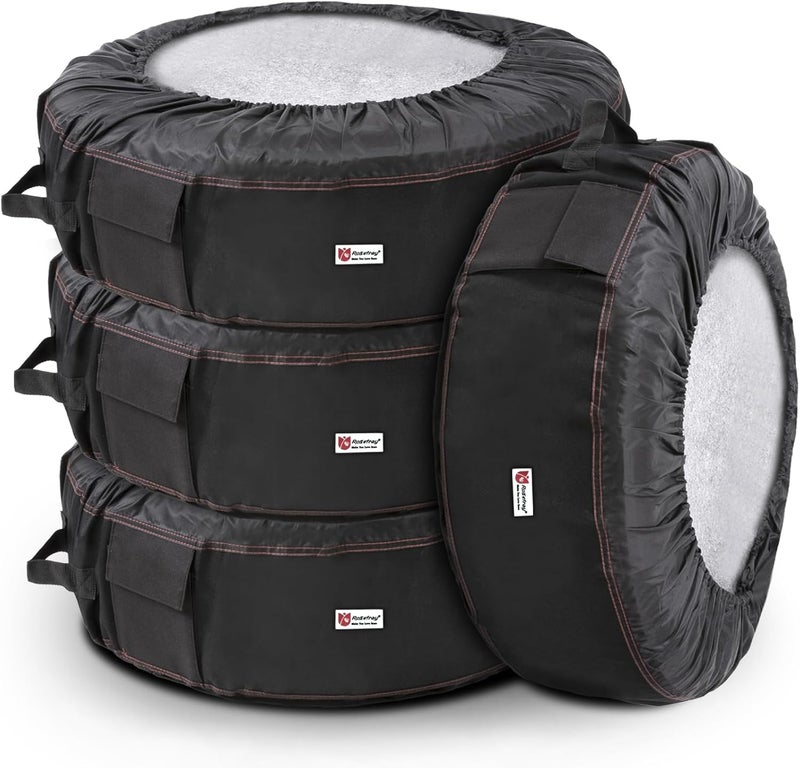 Rosefray Seasonal Tire Totes, Spare Tire Cover, Portable Winter Wheel, Handle for Easy Transportation, Fits Tires Tire Diameters 21” to 31.5”, Set of 4 Bags Black - Image 1